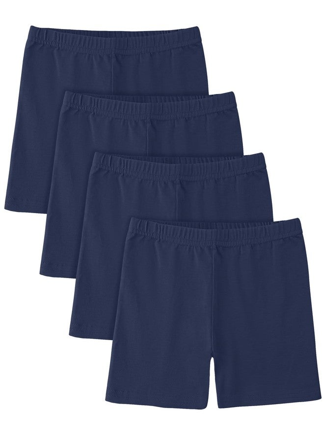 BOOPH 4 Pack Girls Bike Shorts Cartwheel Shorts for Toddlers Kids Under Dress Dance Short 7-8Years Navy - Image 1